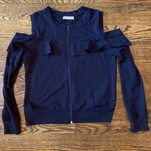 Cold shoulder ruffle detail sweatshirt medium